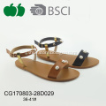 Fashion Beautiful Women Cheap Flat Pu Sandals